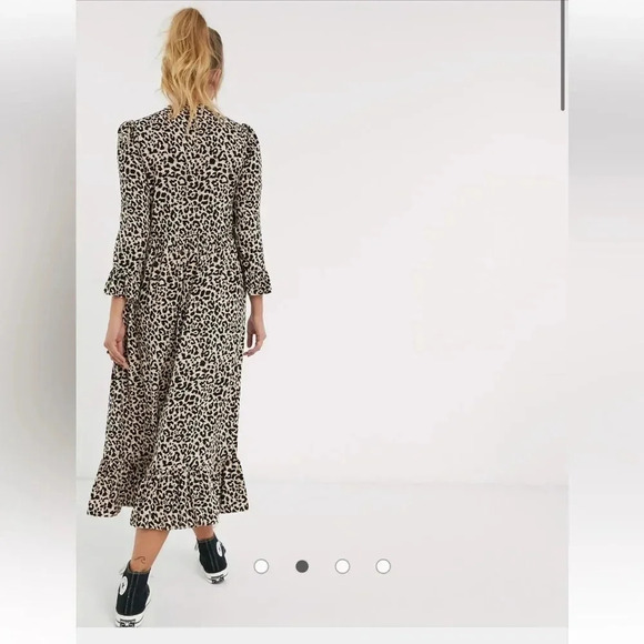 ASOS Design Leopard Button Down Tiered Smock Maxi Dress, Size 4 NWT - Picture 12 of 12